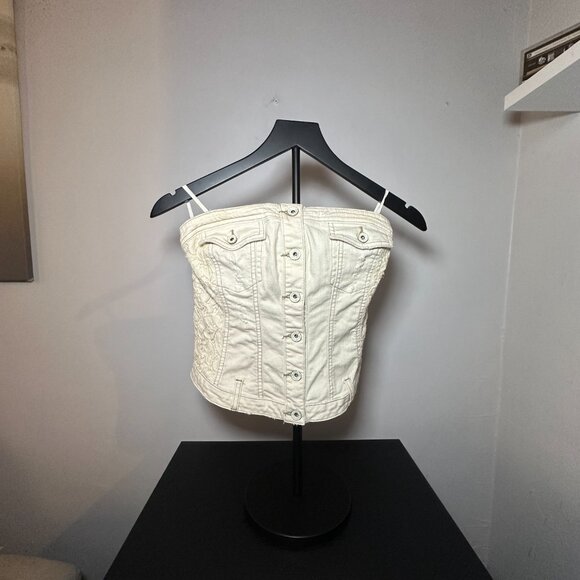 Guess Strapless Denim Corset Top – Size S - Picture 2 of 8